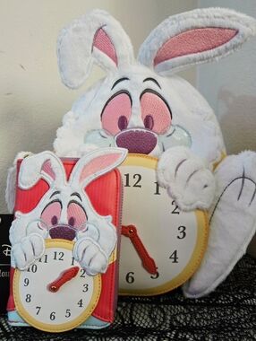 Loungefly Alice in Wonderland White Rabbit Cosplay Mini Backpack & Wallet NWT